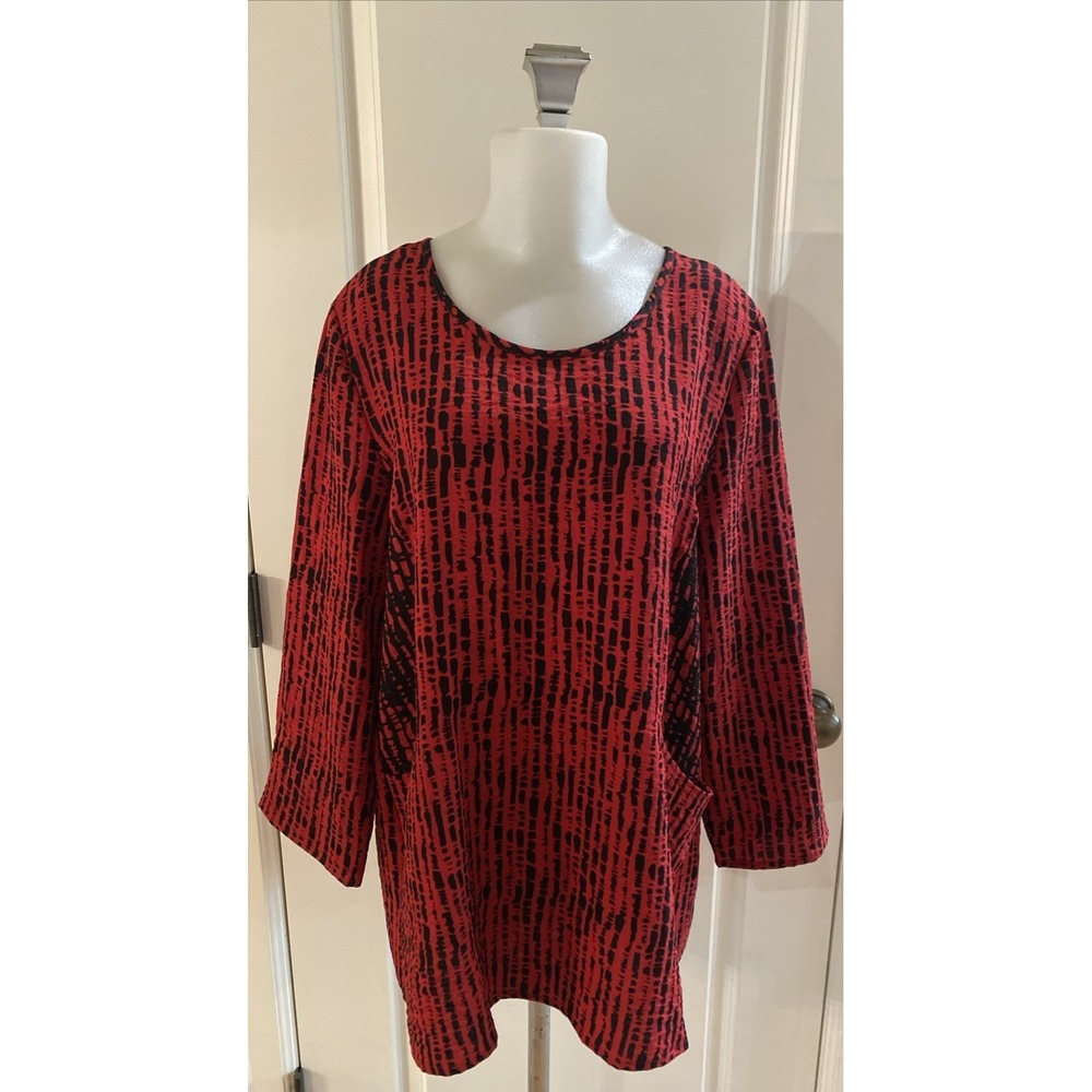 Habitat Clothes to Live In Red Black Artsy Boho Lagenlook Size Large